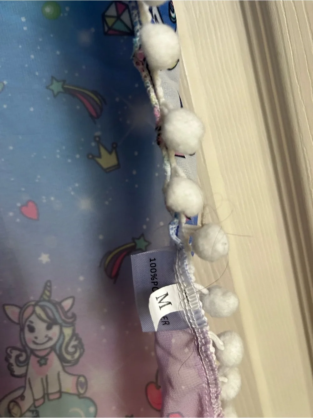 4/$20 Unicorn Size M Pom-Pom Cover-Up in Blue and Purple